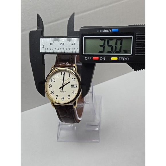Timex Easy Reader Date Indiglo Gold Tone 35mm Quartz Watch New Battery WR 30M - Picture 6 of 15